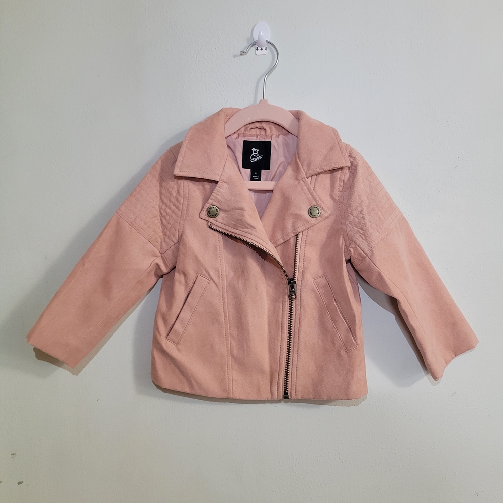Art Class Girls 2T Blush Pink Faux Suede Moto Jacket